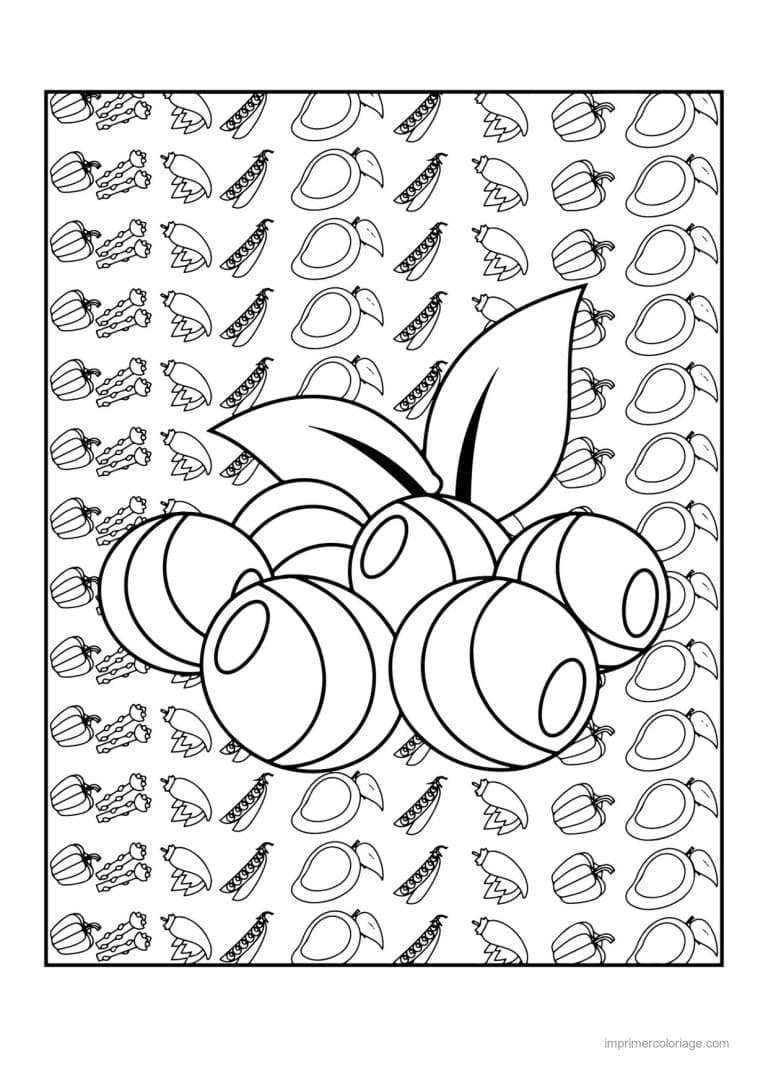 coloriage framboise mure myrtille myrtilles et raisin - dessin gratuit &agrave; imprimer