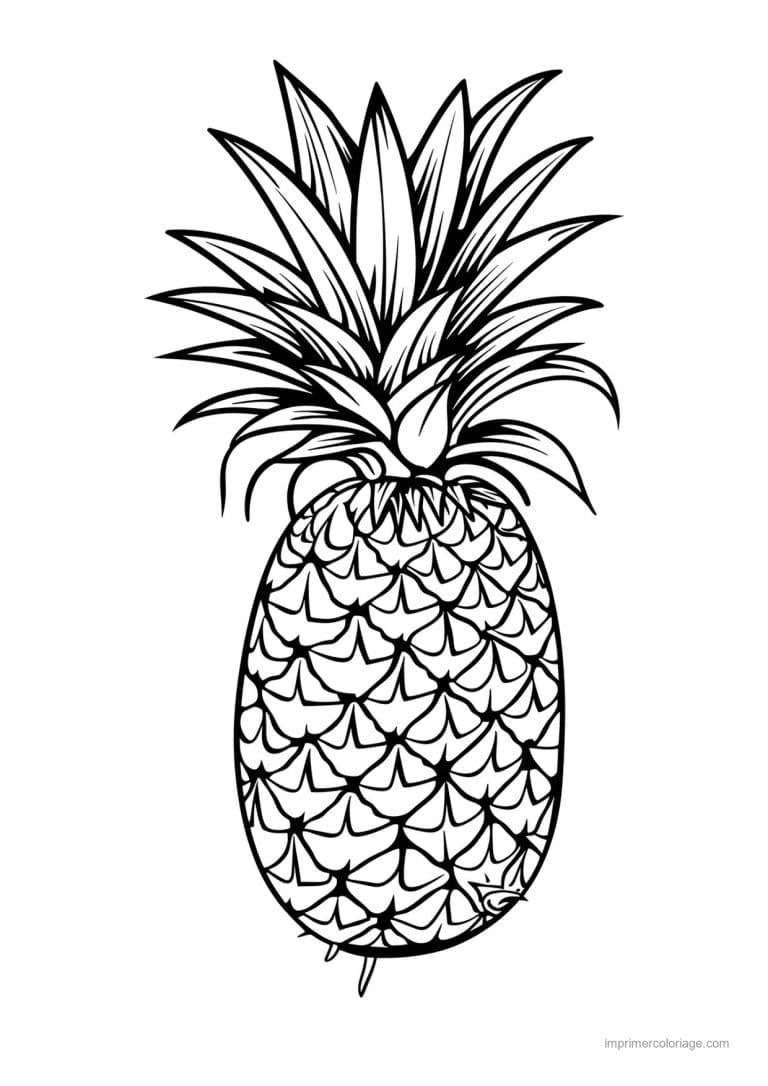 coloriage fruits ananas grave 113 - dessin gratuit &agrave; imprimer