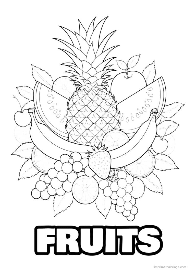 coloriage fruits bouquet rond de fruits et ananas 231 - dessin gratuit &agrave; imprimer