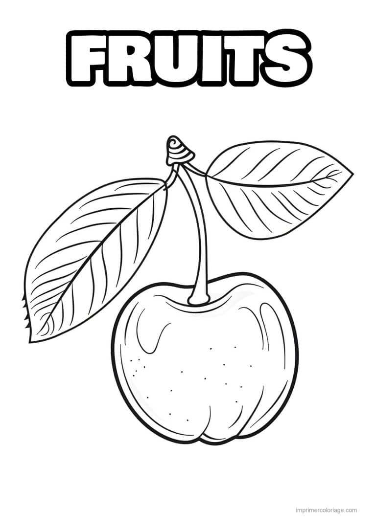 coloriage fruits cerises et leurs feuilles 89 - dessin gratuit &agrave; imprimer