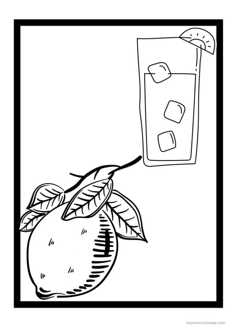 coloriage fruits citron et son verre de limonade - dessin gratuit &agrave; imprimer
