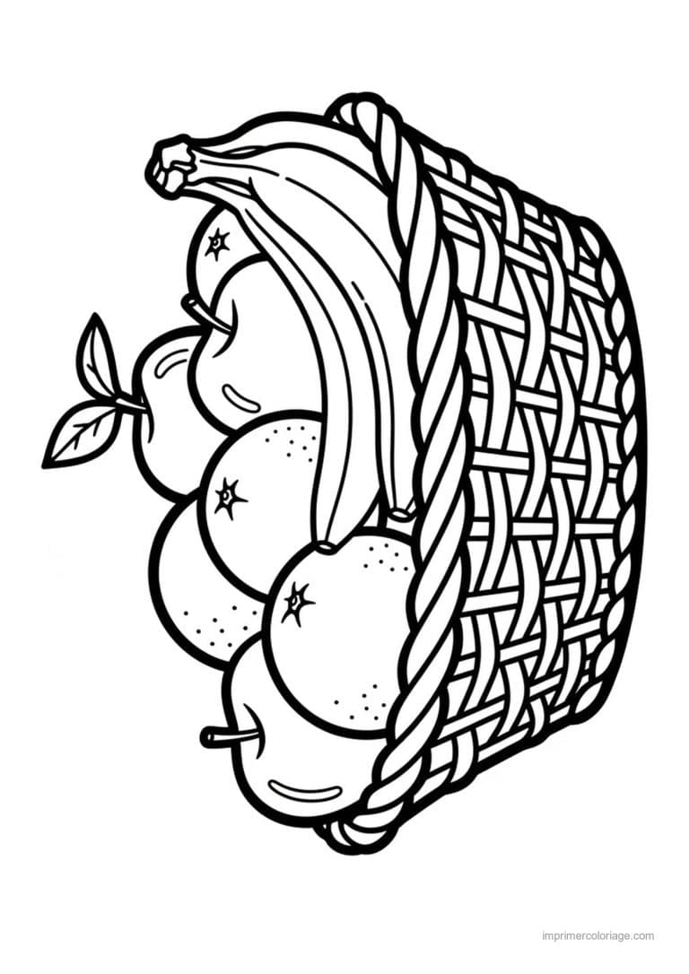 coloriage fruits corbeille de banane pomme et poire - dessin gratuit &agrave; imprimer