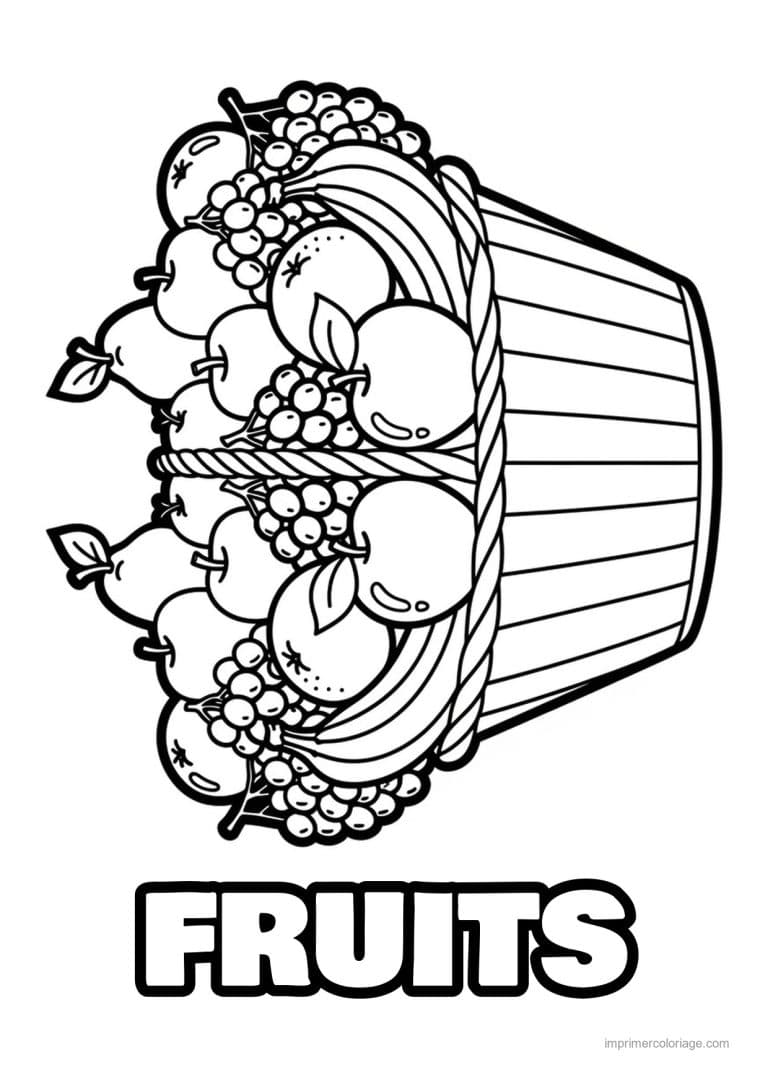 coloriage fruits corbeille de pommes et raisin - dessin gratuit &agrave; imprimer