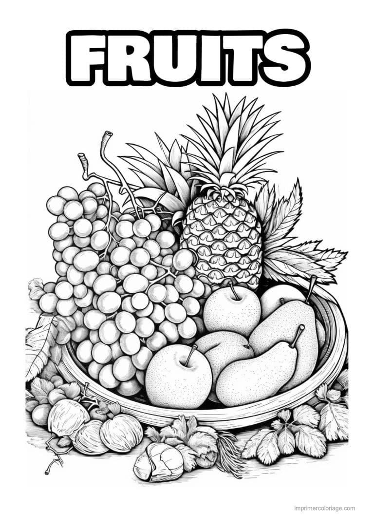 coloriage fruits corbeille garnie de fruits - dessin gratuit &agrave; imprimer