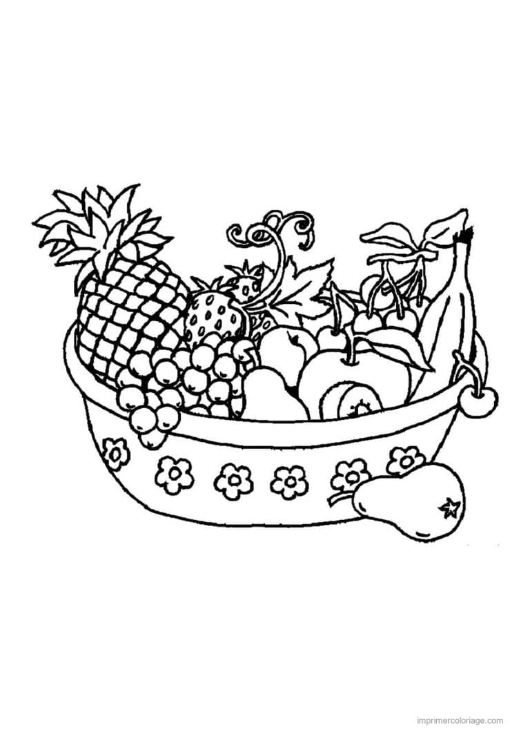 coloriage fruits coupe fleurie de fruits - dessin gratuit &agrave; imprimer