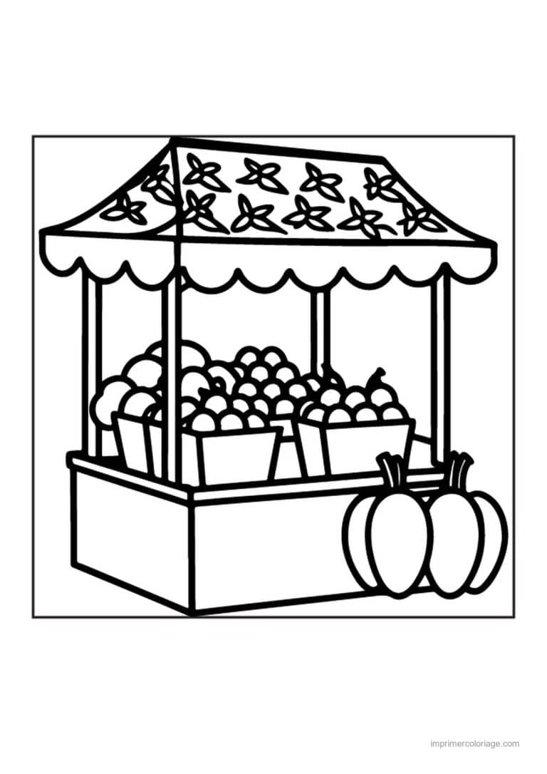 coloriage fruits etal de fruits du marche - dessin gratuit &agrave; imprimer