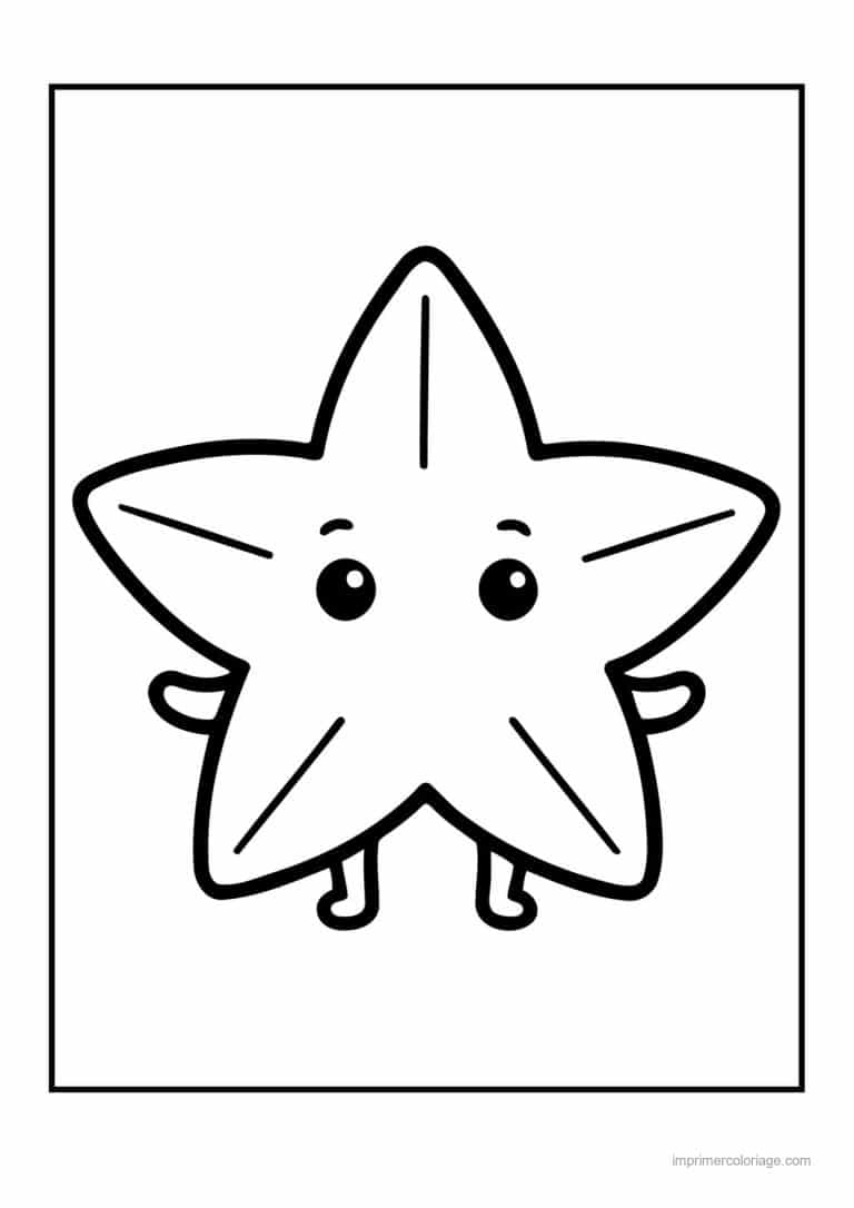 coloriage fruits exotiques carambole kawaii souriante - dessin gratuit &agrave; imprimer