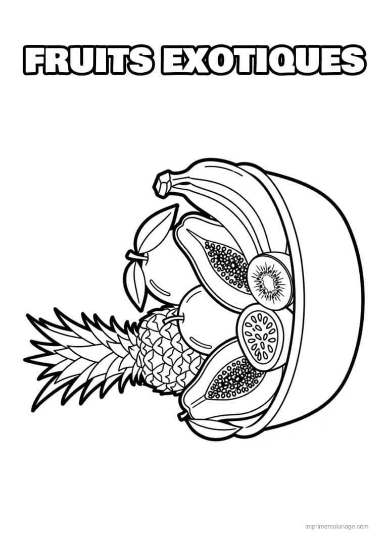 coloriage fruits exotiques coupe de papaye et ananas - dessin gratuit &agrave; imprimer