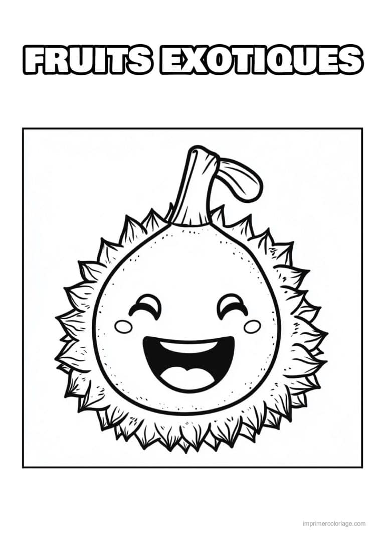 coloriage fruits exotiques durian rieur - dessin gratuit &agrave; imprimer