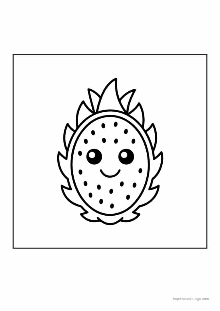 coloriage fruits exotiques fruit du dragon kawaii - dessin gratuit &agrave; imprimer