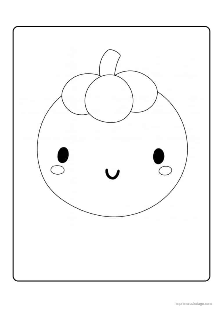 coloriage fruits exotiques mangoustan kawaii - dessin gratuit &agrave; imprimer
