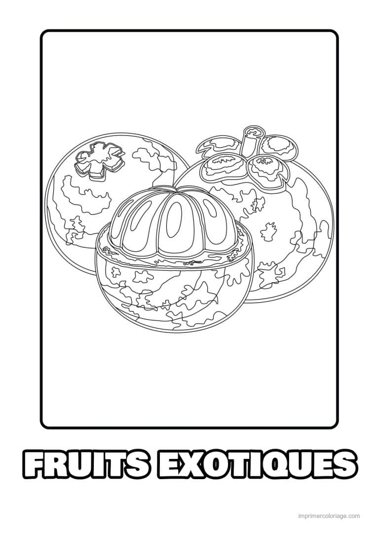 coloriage fruits exotiques mangoustans entier et ouvert - dessin gratuit &agrave; imprimer