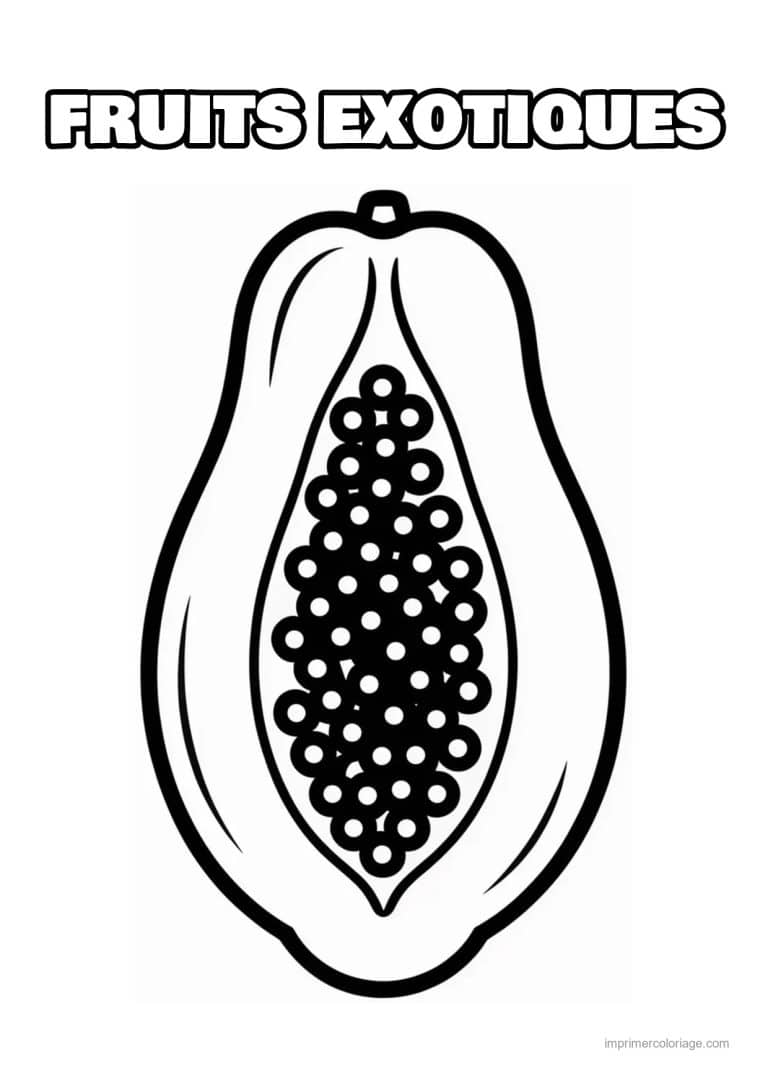 coloriage fruits exotiques papaye coupee au trait epais - dessin gratuit &agrave; imprimer