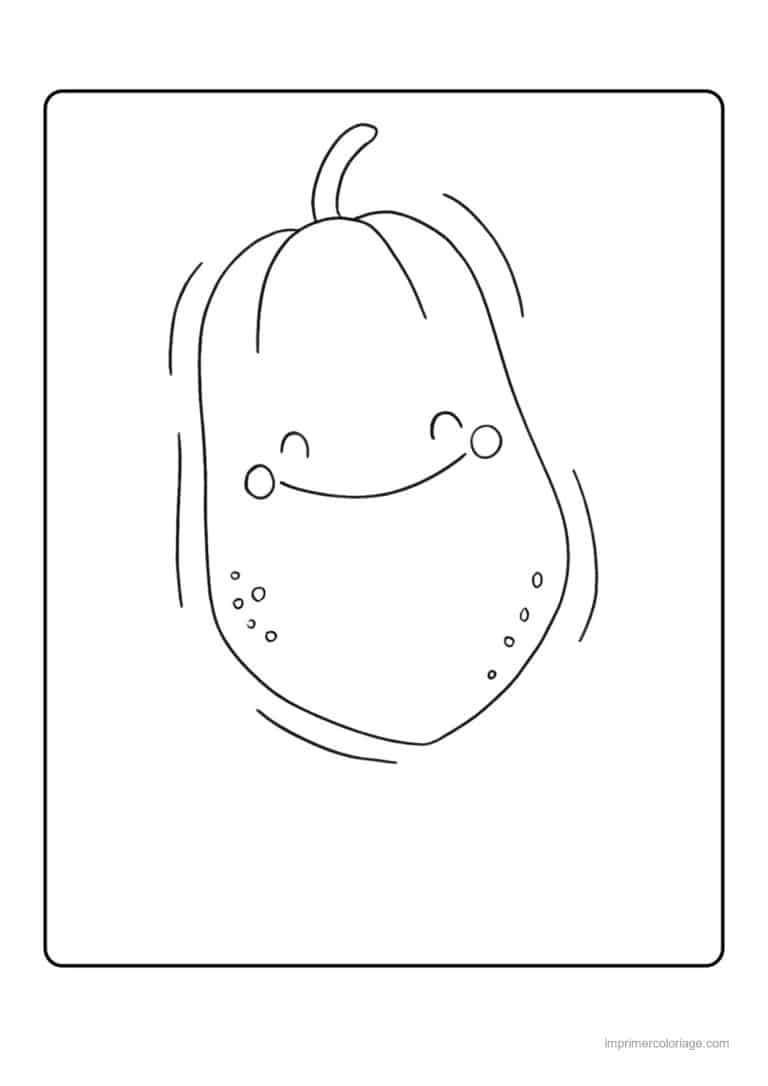coloriage fruits exotiques papaye kawaii - dessin gratuit &agrave; imprimer