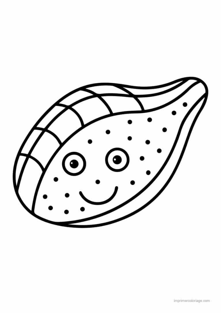 coloriage fruits exotiques papaye kawaii souriante - dessin gratuit &agrave; imprimer