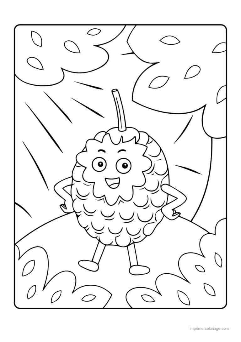 coloriage fruits exotiques pomme cannelle kawaii - dessin gratuit &agrave; imprimer