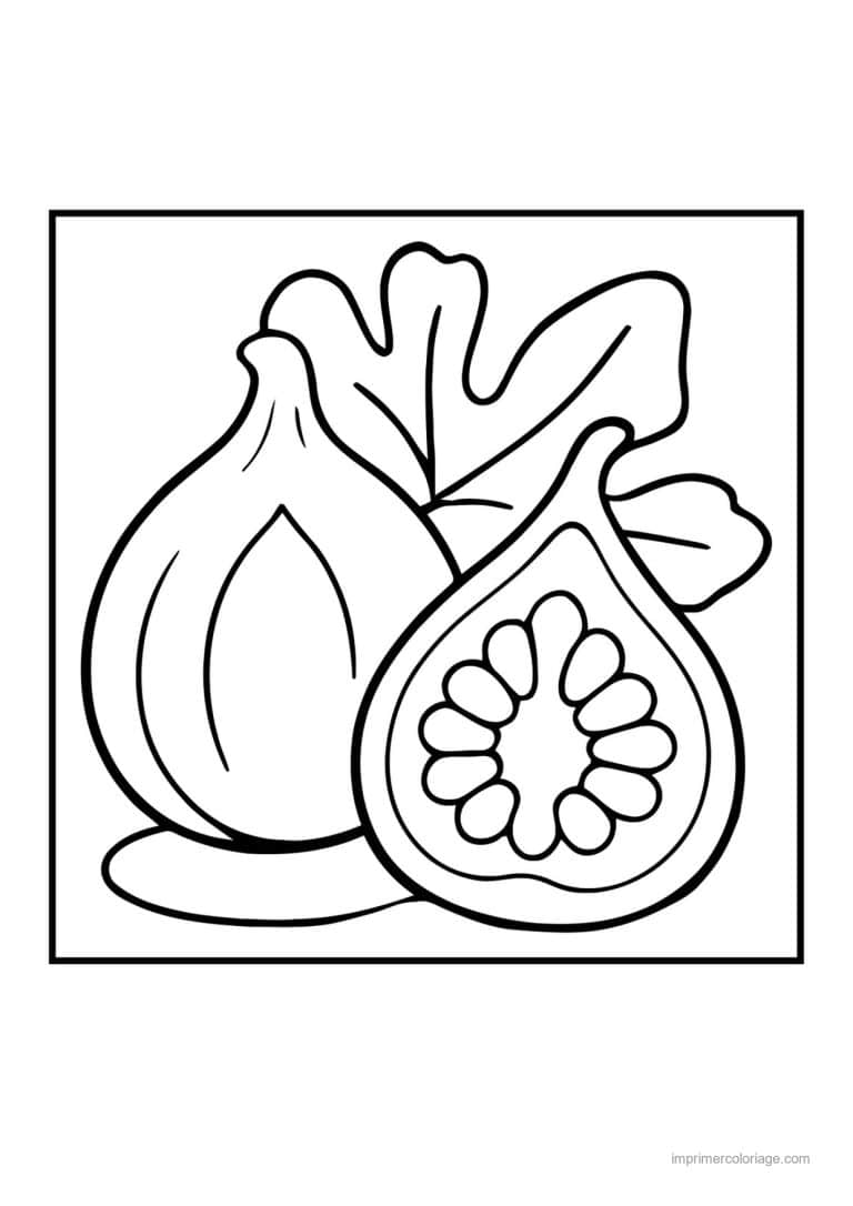 coloriage fruits figues entiere et coupee - dessin gratuit &agrave; imprimer