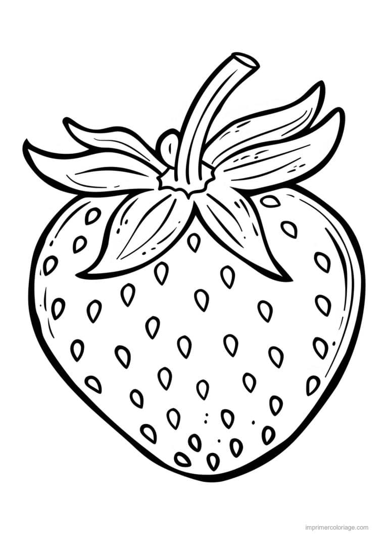 coloriage fruits fraise et sa collerette 2 - dessin gratuit &agrave; imprimer