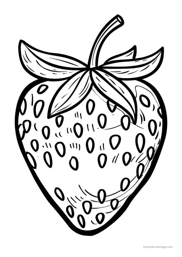 coloriage fruits fraise gravee 45 - dessin gratuit &agrave; imprimer