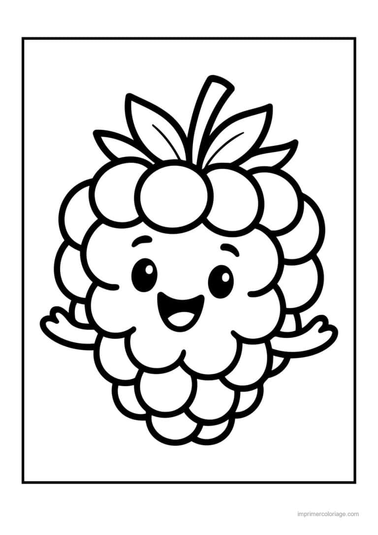 coloriage fruits mure kawaii qui salue - dessin gratuit &agrave; imprimer