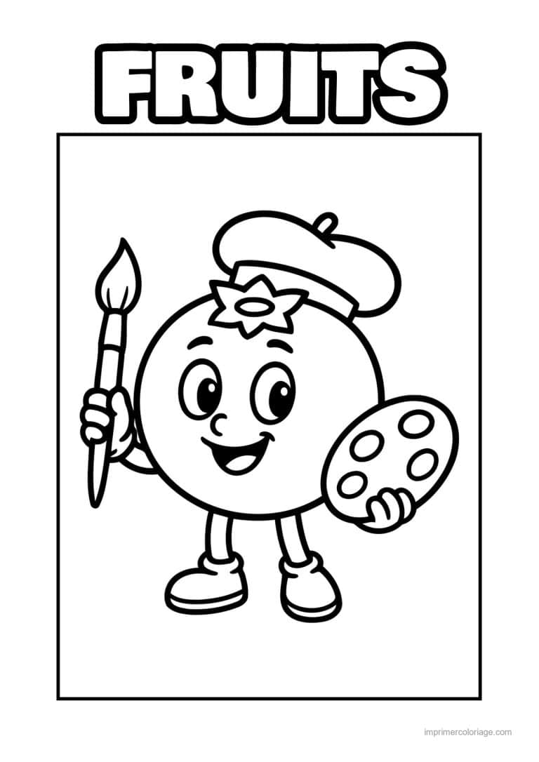 coloriage fruits myrtille kawaii peintre - dessin gratuit &agrave; imprimer