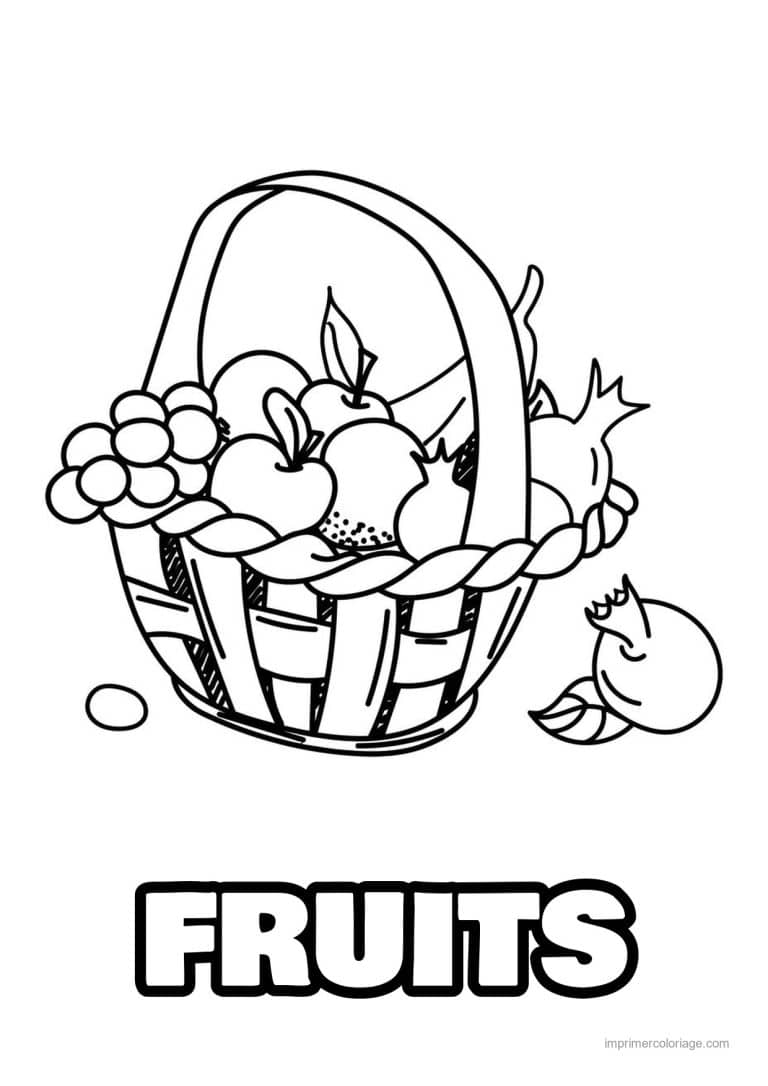 coloriage fruits panier de raisin et pommes - dessin gratuit &agrave; imprimer