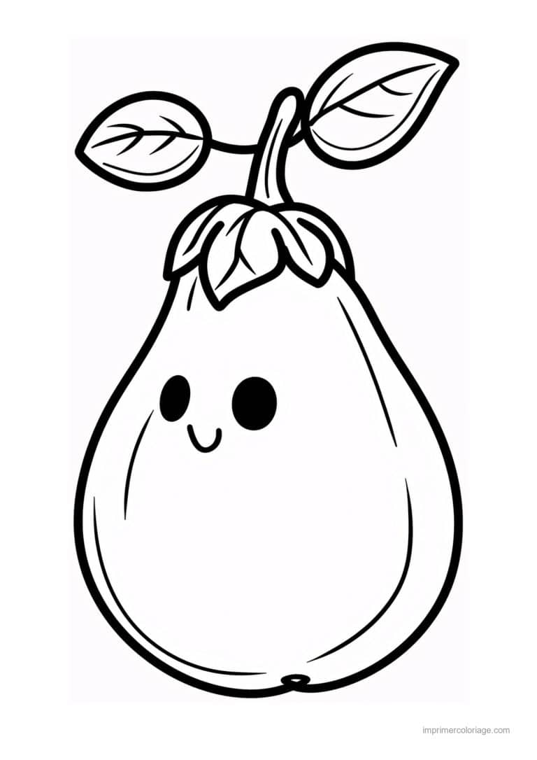 coloriage fruits poire kawaii 199 - dessin gratuit &agrave; imprimer