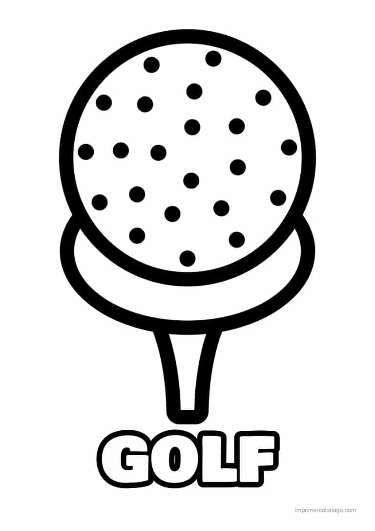 coloriage golf balle sur tee - dessin gratuit &agrave; imprimer