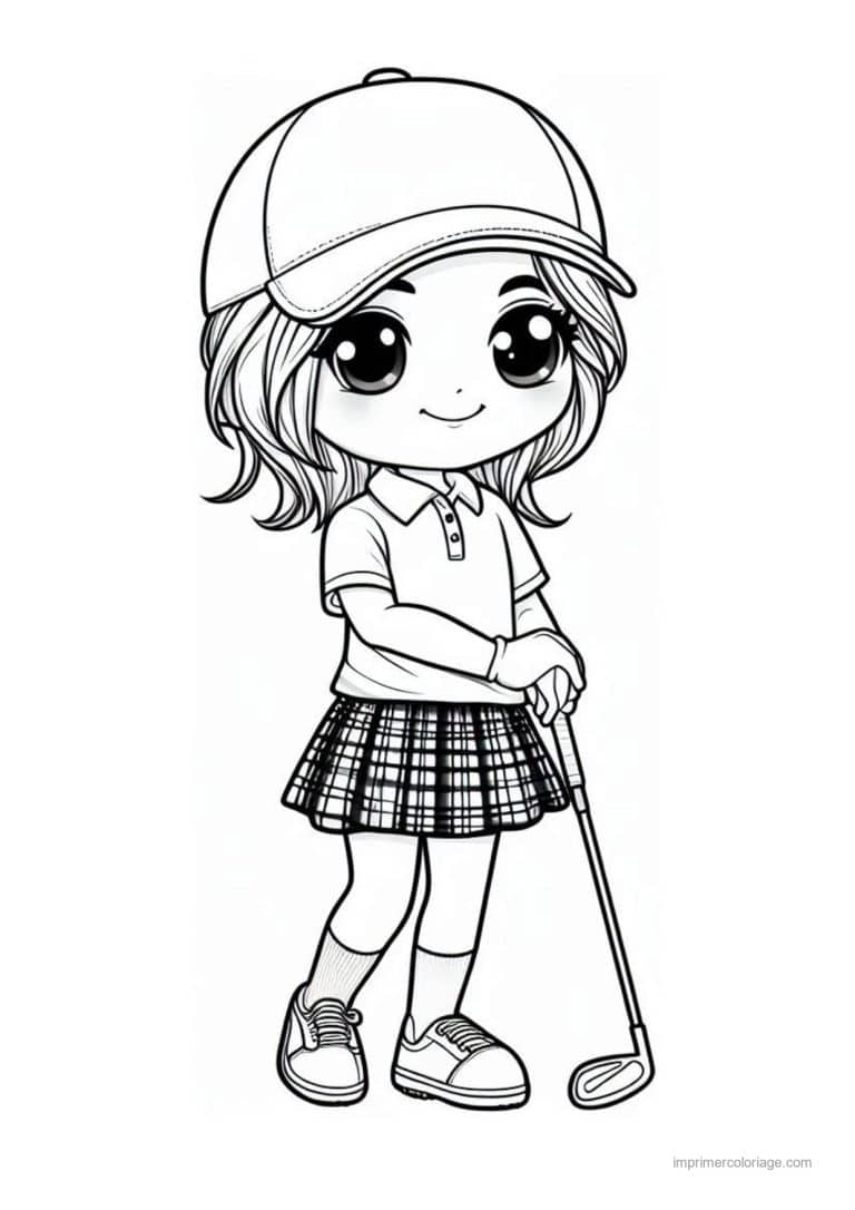 coloriage golf fille golfeuse - dessin gratuit &agrave; imprimer