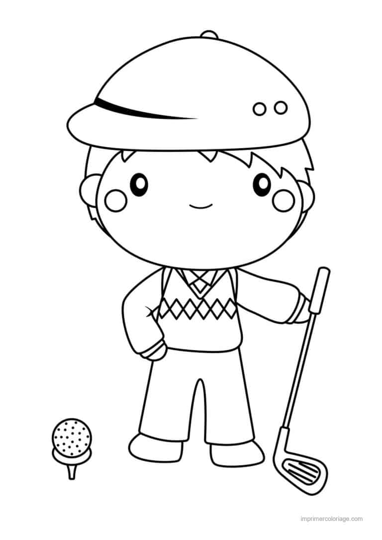 coloriage golf garcon golfeur balle tee - dessin gratuit &agrave; imprimer
