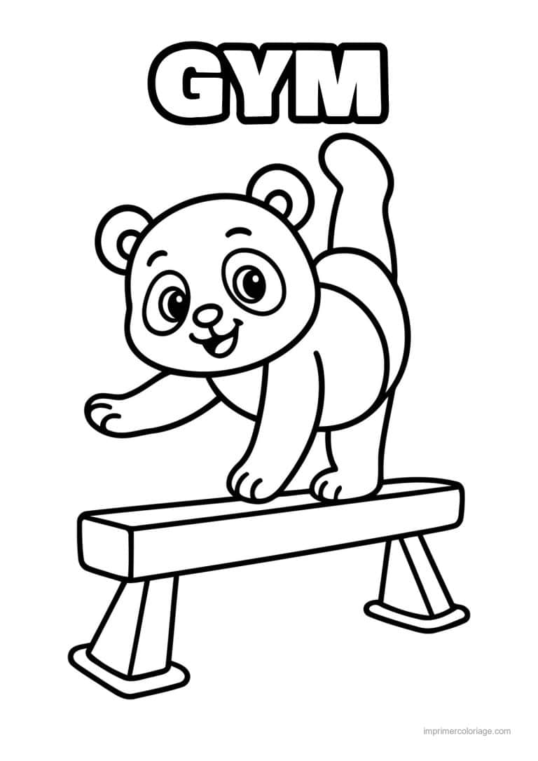 coloriage gymnastique panda poutre - dessin gratuit &agrave; imprimer