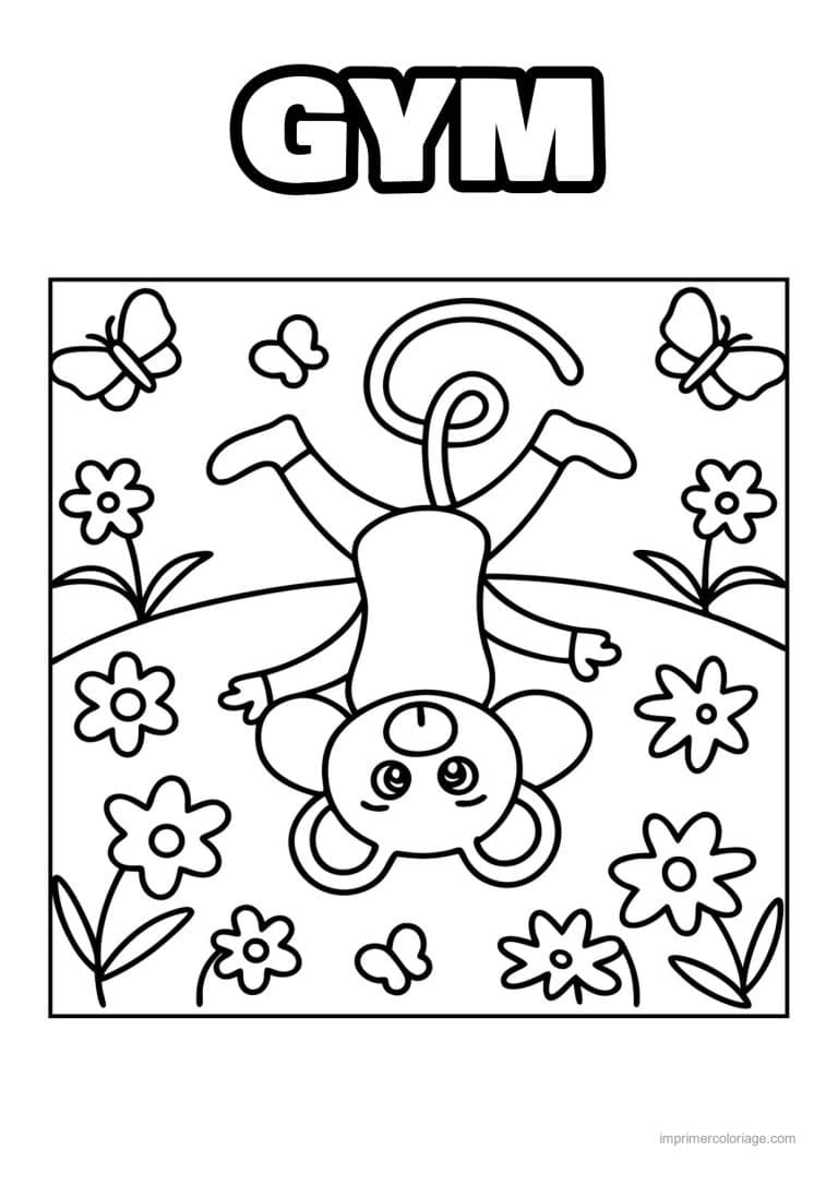 coloriage gymnastique singe roue - dessin gratuit &agrave; imprimer