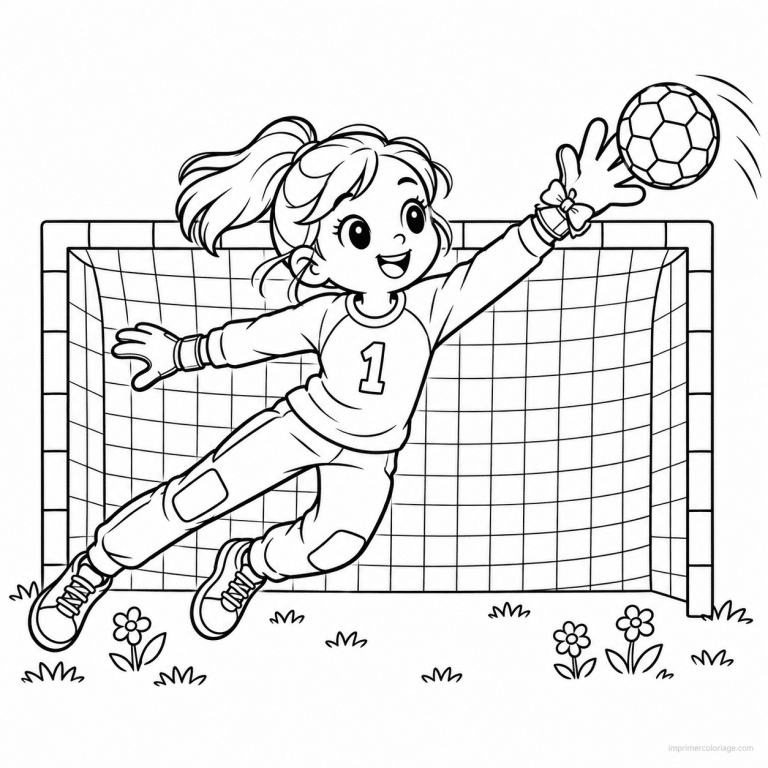 coloriage handball cute gardien noeud arret - dessin gratuit &agrave; imprimer