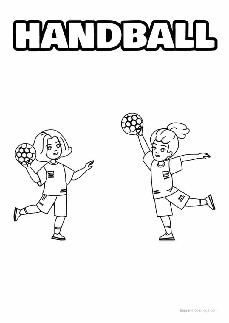 coloriage handball joueuses handball - dessin gratuit &agrave; imprimer