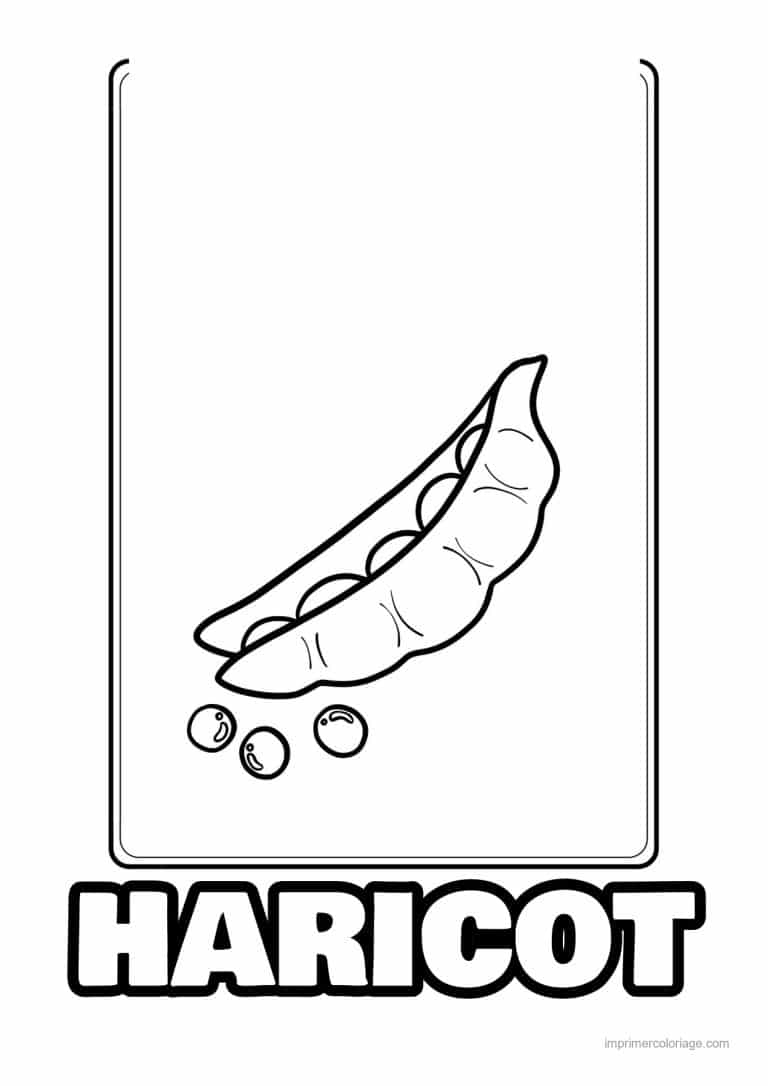 coloriage haricot petit pois gousse de petits pois et ses grains - dessin gratuit &agrave; imprimer