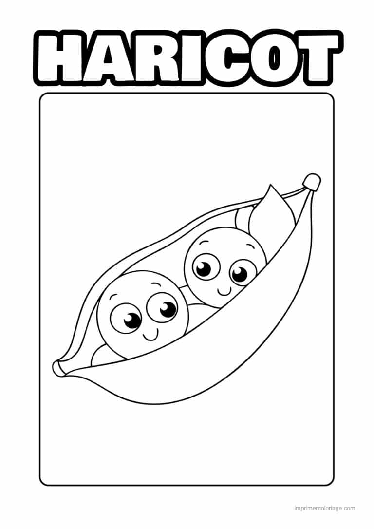coloriage haricot petit pois gousse de petits pois kawaii 2 - dessin gratuit &agrave; imprimer