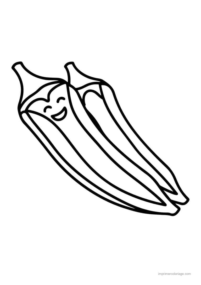 coloriage haricot petit pois haricots verts kawaii - dessin gratuit &agrave; imprimer