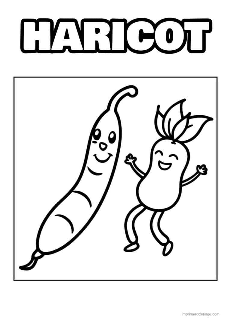 coloriage haricot petit pois petit pois et haricot kawaii - dessin gratuit &agrave; imprimer