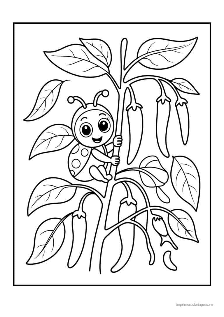 coloriage haricot petit pois plant de haricots grimpants - dessin gratuit &agrave; imprimer