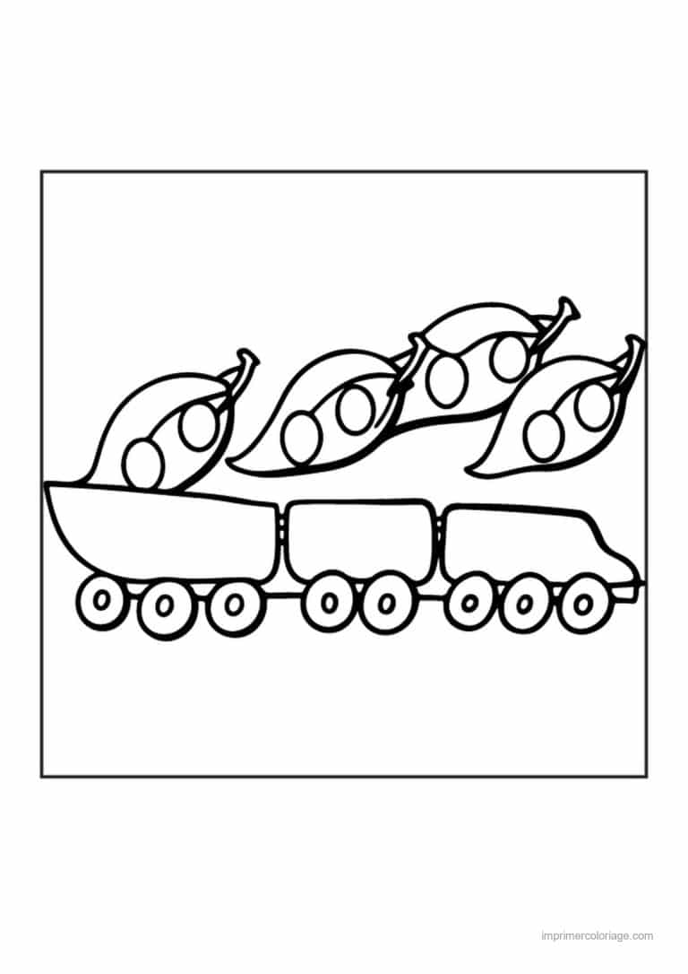 coloriage haricot petit pois train de gousses de petits pois - dessin gratuit &agrave; imprimer