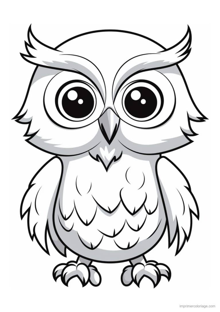 coloriage hibou aigrettes pointues - dessin gratuit &agrave; imprimer