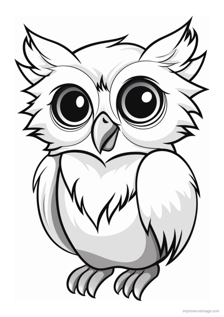 coloriage hibou ailes repliees - dessin gratuit &agrave; imprimer