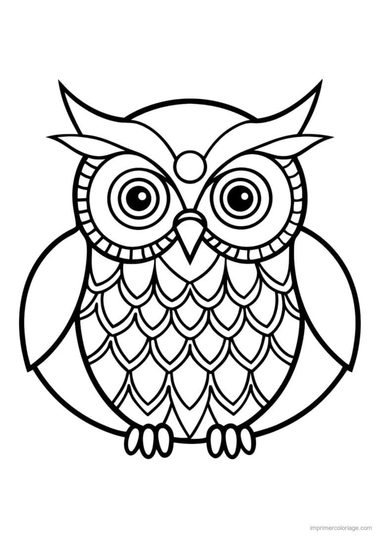coloriage hibou dans un cercle - dessin gratuit &agrave; imprimer