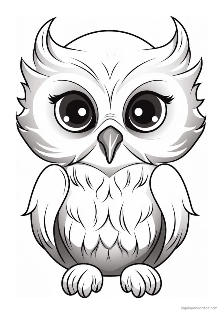 coloriage hibou duveteux - dessin gratuit &agrave; imprimer