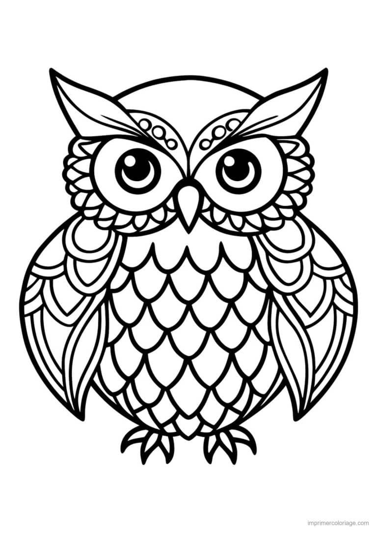 coloriage hibou geometrique - dessin gratuit &agrave; imprimer
