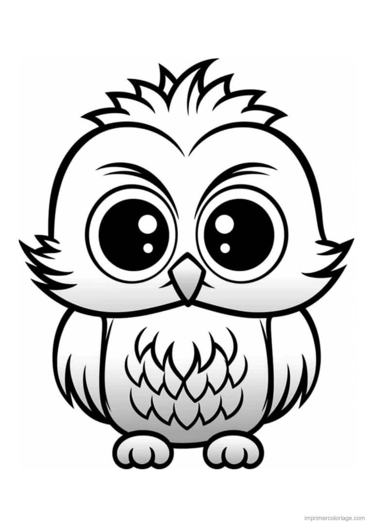coloriage hibou kawai petite huppe - dessin gratuit &agrave; imprimer