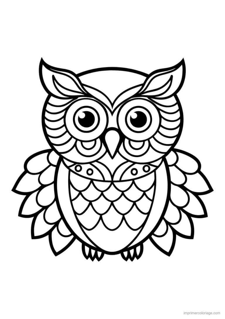 coloriage hibou mandala a motifs - dessin gratuit &agrave; imprimer