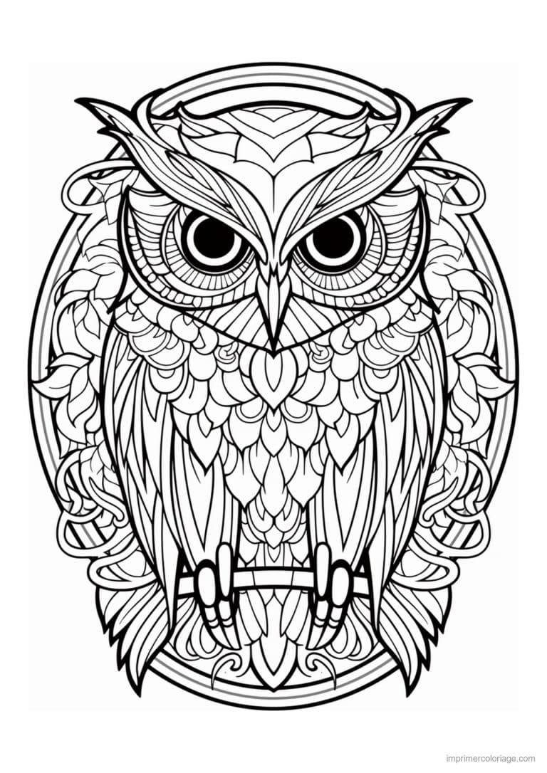 coloriage hibou mandala tres detaille - dessin gratuit &agrave; imprimer