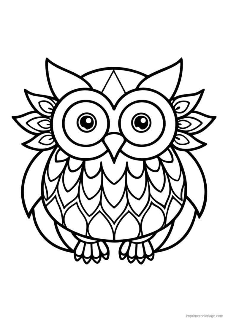 coloriage hibou mandala yeux ronds - dessin gratuit &agrave; imprimer
