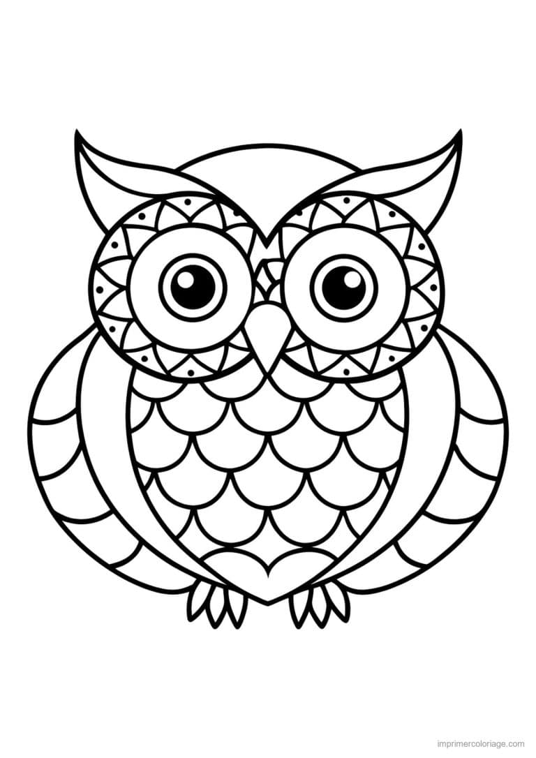 coloriage hibou motifs ethniques - dessin gratuit &agrave; imprimer